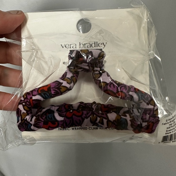 NWT Vera Bradley Scaevola Fan Cotton Fabric Wrapped Hair Clip - Picture 3 of 4